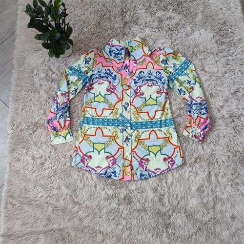 Fashion Casual Shirt Women Loose Print Colorful Single-breasted Cardigan Long-Sleeved Shirt Summer New High-quality Tops 2021