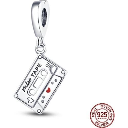 S925 Sterling Silver 2021New Nostalgic Cassette Charm Fit Original 3mm Bracelet&Bangle For Women Birthday Fashion Jewelry Gift