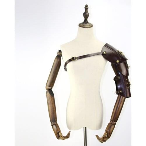 New Middle Ages Vintage Steam Cyberpunk Style Mechanical Armor Adjustable Pu Leather Wristband 2021 Halloween Cosplay Costumes