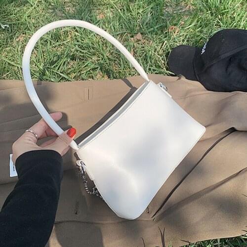 Solid Color PU Leather Hand Bag For Women NEW Brand Designer Simple Shoulder Bag Female Handbags Purse Chain Crossbody Bag Totes
