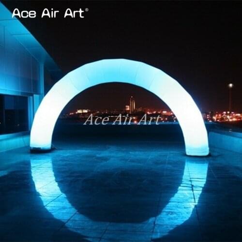 Whole sale Creative beautiful white led light light up inflatable balloon curved archway for decorarion made in China