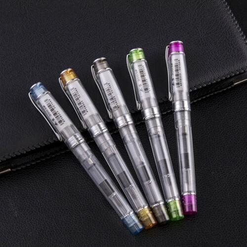 US Stock Wing Sung 3003 Transparent Piston Fountain Pen Extra Fine Nib 0.38mm