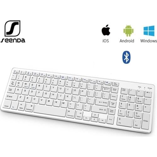 SeenDa Rechargeable Bluetooth Keyboard for iPad Tablet Laotop Multimmedia Keys Wireless Keyboard for IOS Andriod Ultra Keyboard
