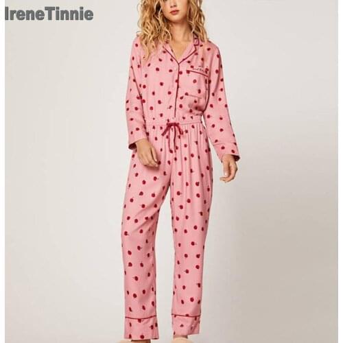 Irene Tinnie 2 PCS Pajamas Long Sleeve Pajamas Women Print Sexy Store Top Pajama Beauty Lounge Wear Home Clothes Sleep Set