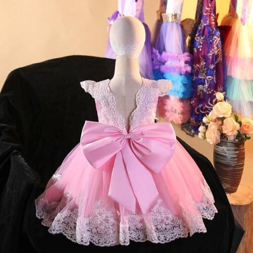 Summer Dresses 1 Year Newborn Christening Princess Vestidos Children Baptism Baby Girl Clothes Tutu with Headband Birthday Party
