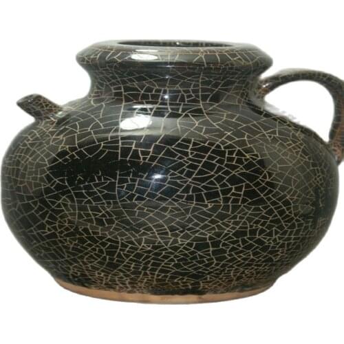 Fine Old China Crackle Glaze Ceramic Porcelain & Pottery Black Reward pot Collectible old porcelain