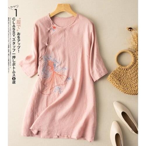 Traditional Summer T-shirt Casual Full Sleeve Chinese Blouse Women Tops Trousers Cotton Linen Ancient Tang Suit Hanfu Clothing