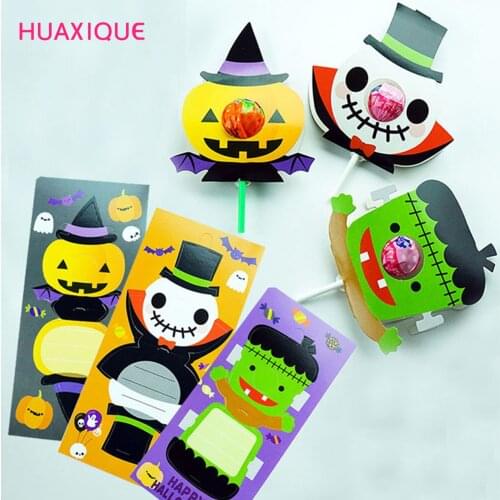 10pcs/pack Halloween Lollipop Decoration Cards Cartoon Pumpkin Snowman Candy Lollipop Cards Birthday Party Decors Kids