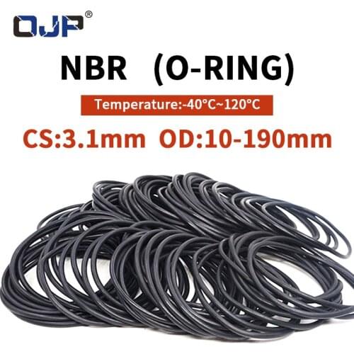 NBR O Ring Seal Gasket Thickness CS3.1mm OD10-190mm Wear Resistant Automobile Petrol Nitrile Rubber O-Ring Waterproof Black