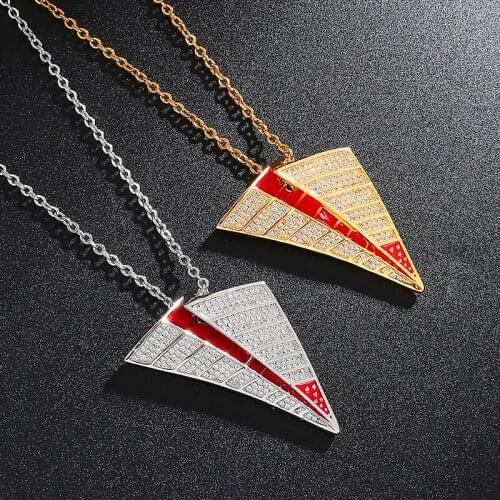 US7 New Iced Out Aircraft Pendants Necklace With O Word Chain Copper Material AAA Cubic Zircon Men Women Hip Hop Jewelry Gift