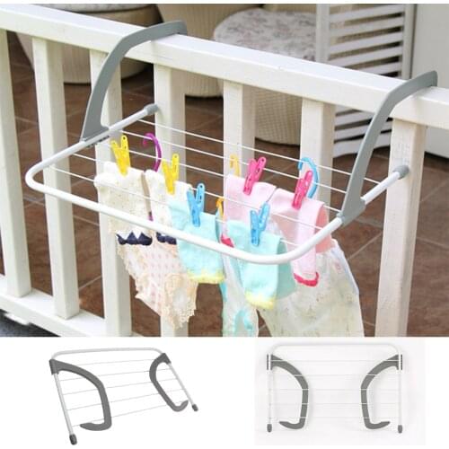Balcony Clothes Hanger Foldable Drying Rack Indoor & Outdoor Hangers For Clothes Laundry Hanger Punch Free Hanging Clothing Rack