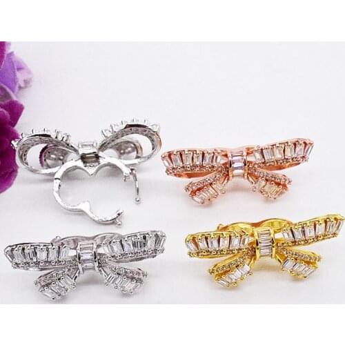 High-grade microscope zircon Diy hand-string classic small card buckle bowknot tassel pendant long sweater chain link clasp