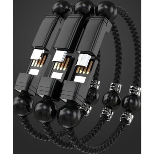Top Quality Leather Braided Bracelet Data Charging Line USB Cable For Apple For For Android