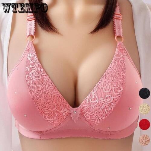 Seamless Push Up Bra Women Plus Size Bras Underwear Thin Wireless Soft Lingerie Bralette Large Cup 90D Red Sexy Female Brassiere