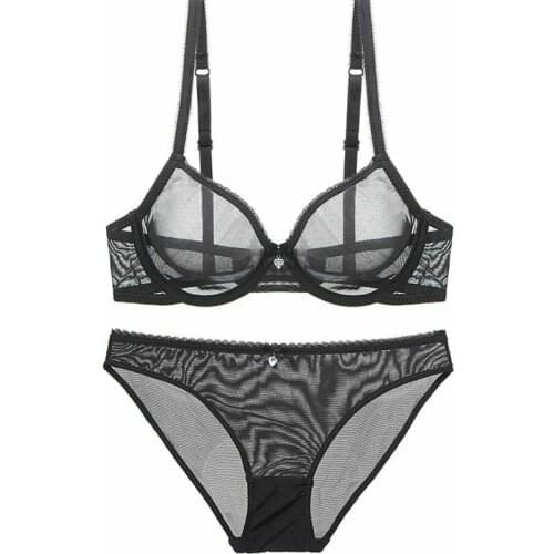 YBCG Transparent Women Bra Lace Mesh See Through Stretch Sexy Bra panty For Women Fashion Ladies Bras Panties Sale Separated