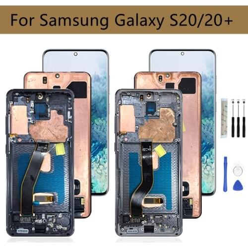For Samsung Galaxy S20 LCD Display Touch Screen Digitizer Assembly G980 G985 With Frame For Samsung S20 Plus Display S20+ Scree