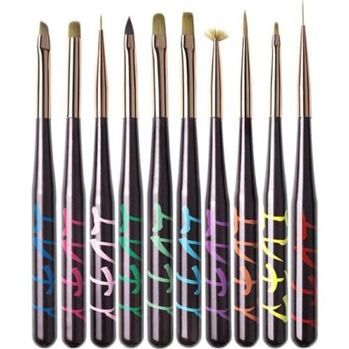 1/10pcs Perfessional Mink hair Brushes for manicure phototherapy drawing pen for Nail design nail art tools Gel nail brush set