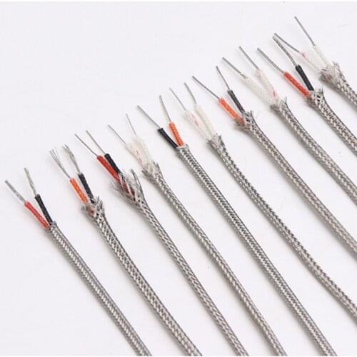 1Meter Thermocouple Compensating Wire Type K Shielded Braided Cable K2 x 0.4mm - 0.8mm