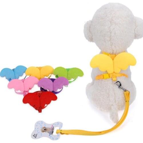 1pc Cute Angel Pet Dog Leashes and Collars Set Puppy Leads for Small Dogs Cats Designer Adjustable Dog Harness Pet Accessory