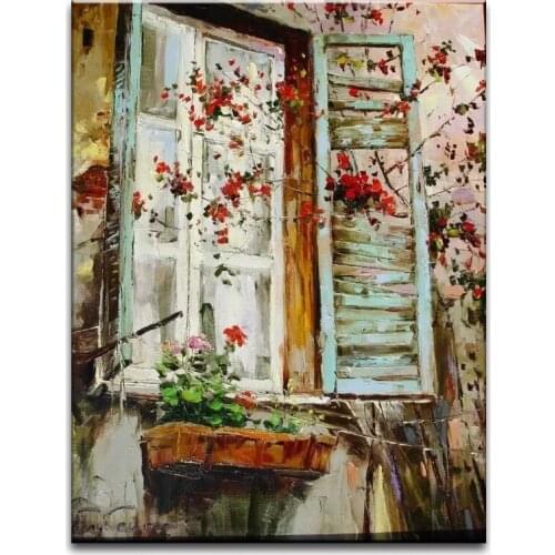 100% hand painted oil painting Home decoration high quality landscape knife painting pictures DM16062603