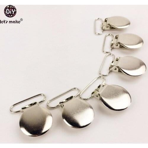 Lets make Pacifier Clips 100PCS Round Metal Pacifier Holder Clips Baby Pacifier Clip DIY Material Dummy Clips Accessories
