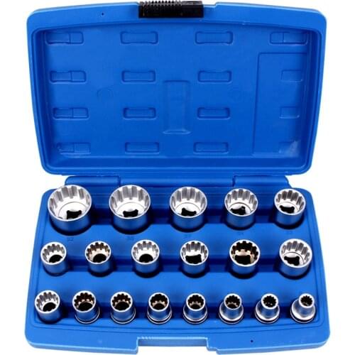 19pcs 1/2 outside Twelve corners plum sleeve wrench 12 tooth-shaped head batch Da-fe tool