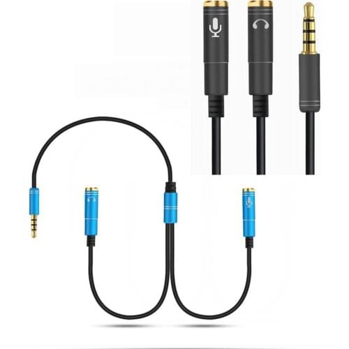 300pcs 1 to 2 Universal 35cm 3.5mm Stereo Audio 2 Male to Female Headset Mic Y Splitter Cable Adapter Connector For Laptop PC
