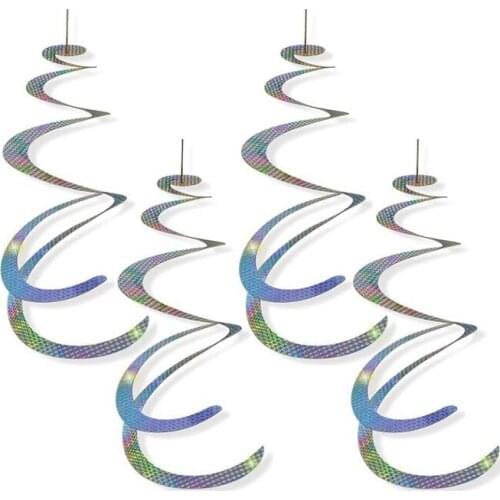 4 Pcs Bird Repellent Spiral Reflector Reflective Pinwheels Device Hanging Pinwheels Reflective Pinwheels for Garden Yard