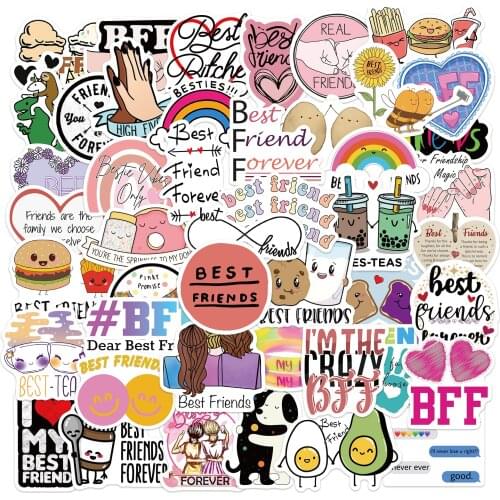50PCS Cartoon Friendship Stickers for Girls DIY Stationery Laptop Guitar Suitcase Cute Decals Sticker