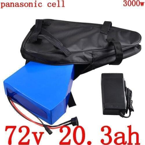72V Lithium ion battery pack 72V 2000W 3000W electric bicycle battery 72V 20AH Triangle lithium battery use panasonic cell