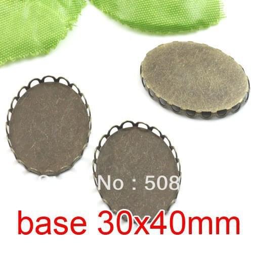Free shipping!!! 200pcs oval silk bronze Picture Frame charms Pendants 30x40mm,Cameo Cab settings