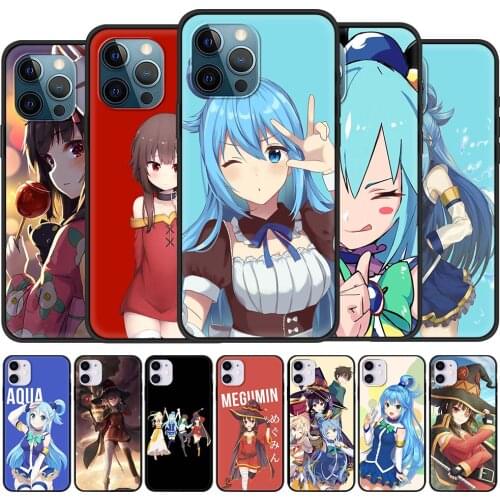 Phone Case for iPhone 11 Pro Max Luxury Cover For iphone 12 Pro 7 8 Plus XR SE 2020 X XS Shell KonoSuba Megumin Satou Aqua
