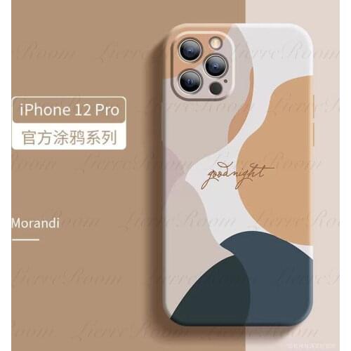 LierreRoom Morandi Case For iPhone 12 Pro Case Full Lens Cover Shockproof Soft TPU Back Cover For iphone 12 Pro Max Phone Case