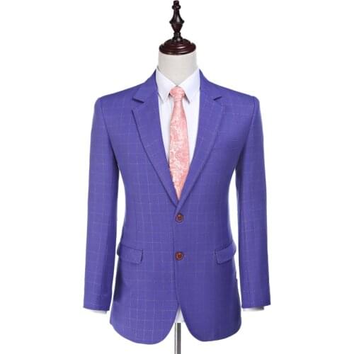Damier Check Jacket Notched Lapel Groom Tuxedos Worsted Wool Bleiser Masculino As Man Clothes Custom Made Suit Jacket 1 Piece