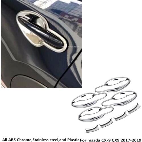 For Mazda CX-9 CX9 2017 2018 2019 2020 Car Styling Cover Detector Trim ABS Chrome External Door Bowl Stick Lamp Frame Panel 8pcs