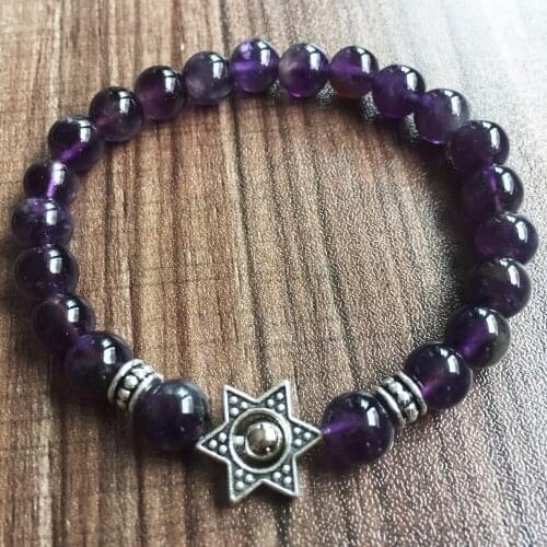 Purple Quartz Bracelet Mala Beads Bracelets Yoga Prayer Beads Bracelets Natural Stone Hexagonal Bracelet For Women And Men