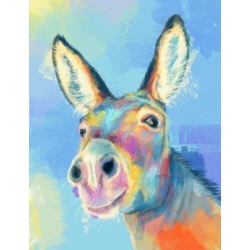 JMINE Div 5D Colorful Donkey Full Diamond Painting cross stitch kits art High Quality Animal 3D paint by diamonds