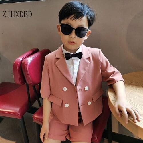 Boys Suits for Wedding Kids Blazers Formal Wear 2Pcs Baby Boy Suits 2020 Children Clothing Set Korean Casual Performance Clothes