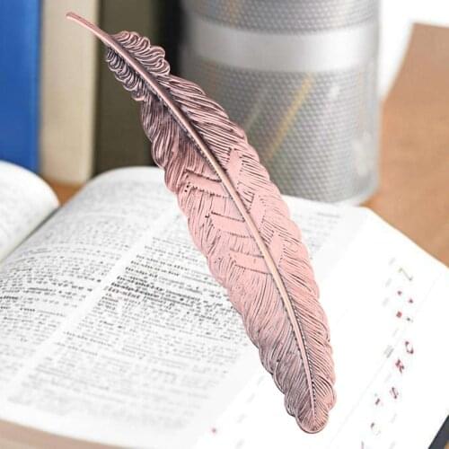 Creative Retro Feather Metal Bookmark Beautiful Cool Book Page Mark Children Student Gift Stationery School Office Supplies