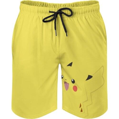 Summer Men Beach Shorts Breathable Quick Dry Funny Novelty Japanese Anime Basketball Lovely Yellowe Pants