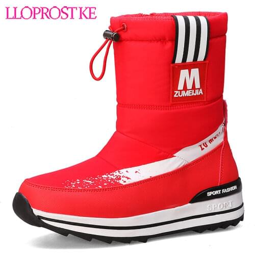Lloprost ke Size 31-43 New womens snow boots thick fur warm plush winter boots wedges shoes girl ankle boots black red blue