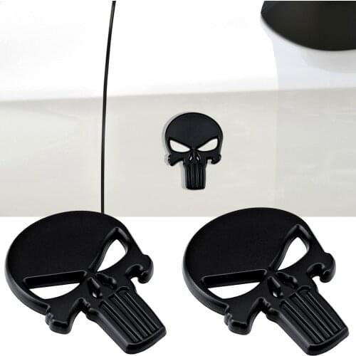 Punisher Skull Badge Nameplate Car Fender Trunk Cute Cortoon Emblem Sticker Metal For VW BMW Chevrolet Ford Chrysler Accessories