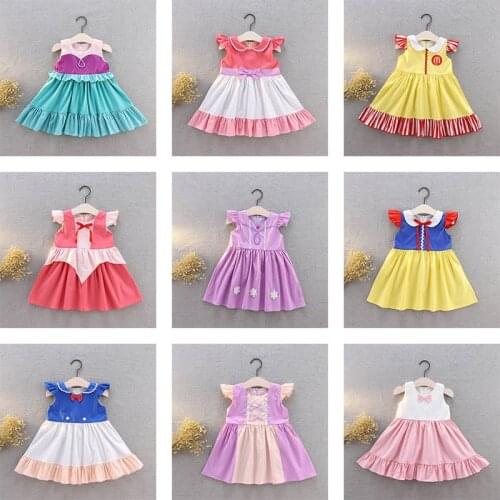 2020 New Baby Girls Belle Sofia Snow White Dress Kids Summer Casual Clothing Children Carnival Birthday Party Costume Accessory