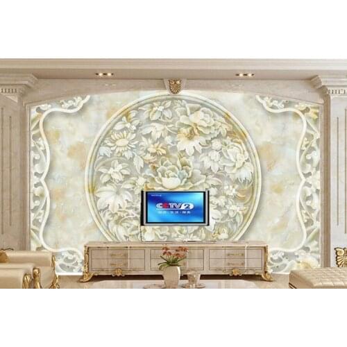 Peony marble carving Chines style murals,restaurant living room sofa tv wall bedroom wallpaper for walls 3d papel de parede