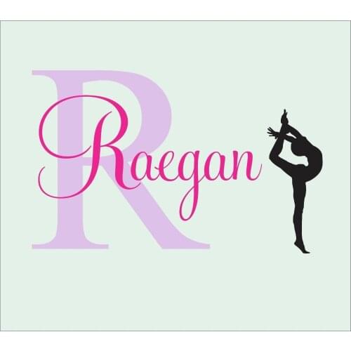 Customize Girls name decal gymnast wall decal Personalized Name Gymnastics Vinyl Wall Sticker For Kids Room Mural A655C