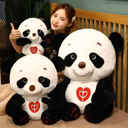 40/60CM Cartoon Lovely Heart Panda Plush Toys for Children Stuffed Animal Doll Pillow Kawaii Gift for Girls Baby Xmas Present