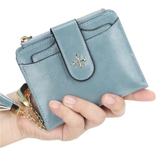 Baellerry New Casual Ladies Wallet Short Fashion Zipper Coin Purse Multi-card Bit Tassel Drivers License Card Bag
