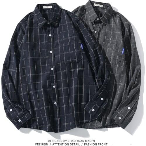 Spring Autumn Plaid Shirt Men Male Casual Long Sleeve Shirt High Quality Mens Clothing Shirts Loose Casual Tops Shirts for Men