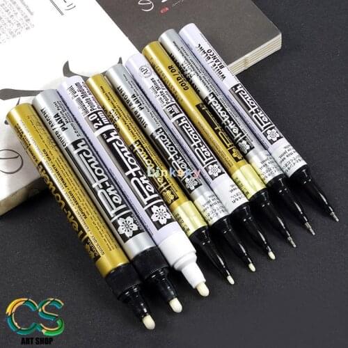 Sakura Pen-touch Art Marker Paint Silver Gold White Color Permanent Ink Drawing Signature for Ceramic Wood Metal School
