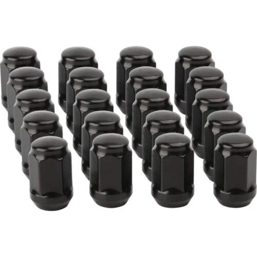Roll over image to zoom in KSP Set of 20 Black Bulge Lug Nuts -Threads Size M12x1.5 - Conical Cone Taper Acorn Seat Closed End